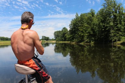 Keith at shallow end of lake